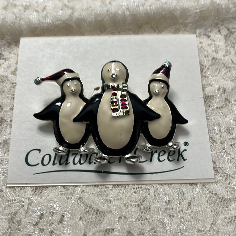 Coldwater Creek/ penguin Christmas pin, never worn
